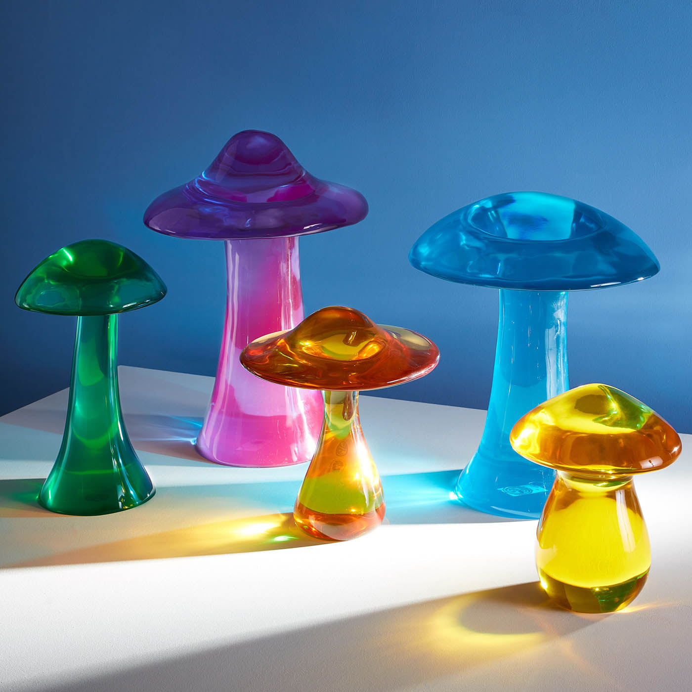 Acrylic Mushroom Objet Turquoise - group view