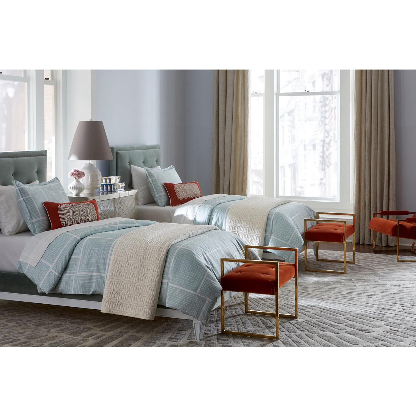 blocks duvet set lampert twin bed - styled view