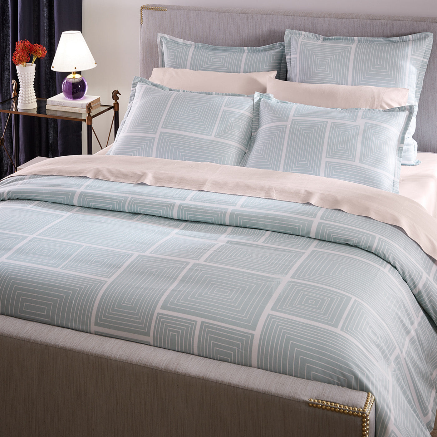 blocks duvet set connery queen bed - styled view 1