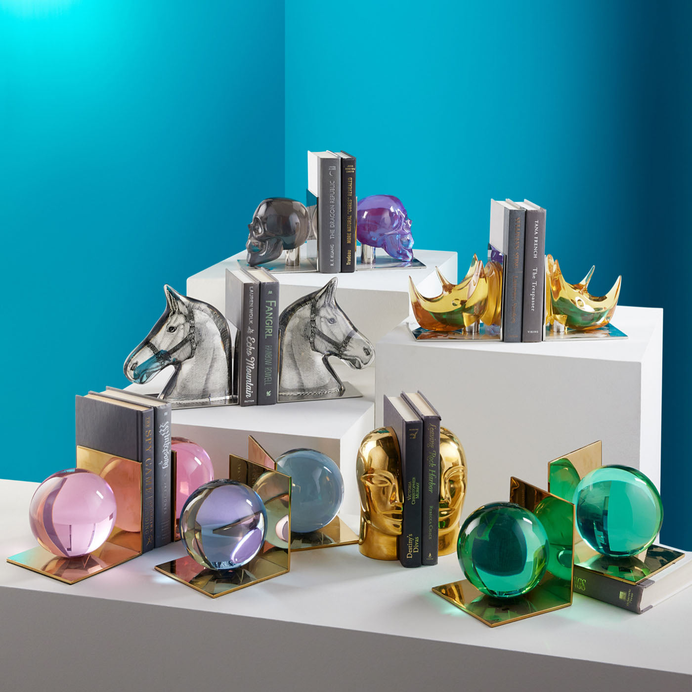 Brass Atlas Bookends - group view