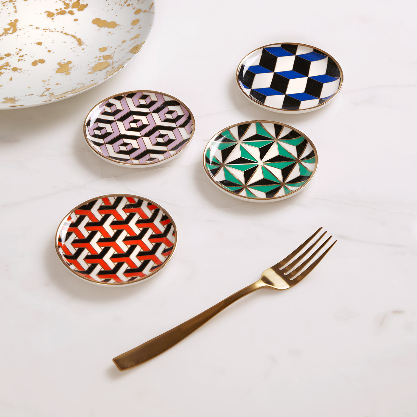 versailles coasters porcelain multicolor - styled view