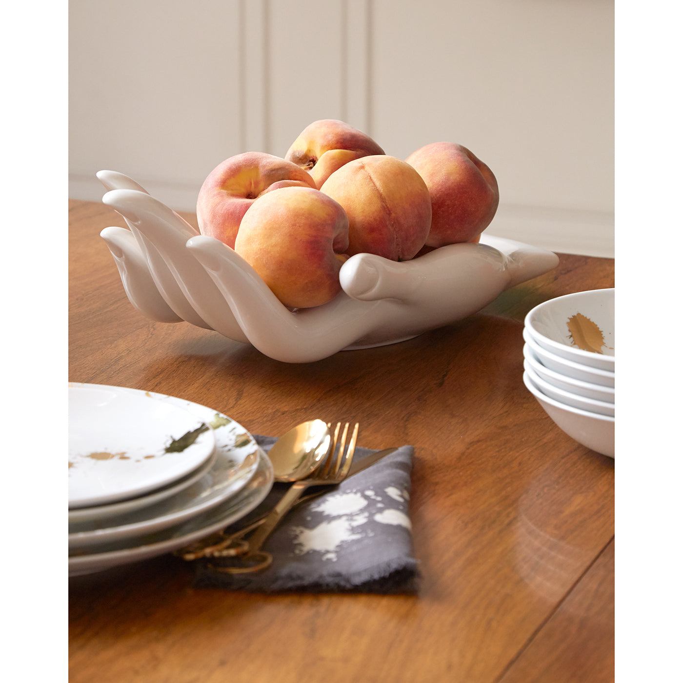 eve fruit bowl peaches - styled view
