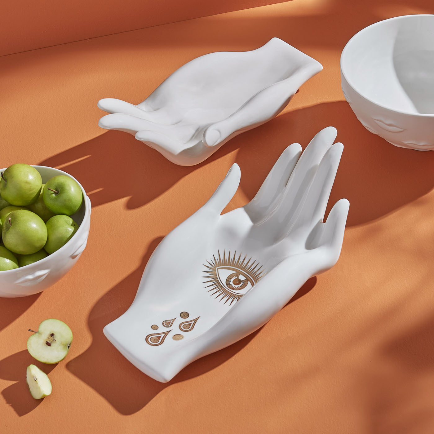 eve fruit bowl porcelain white with muse collection - styled view