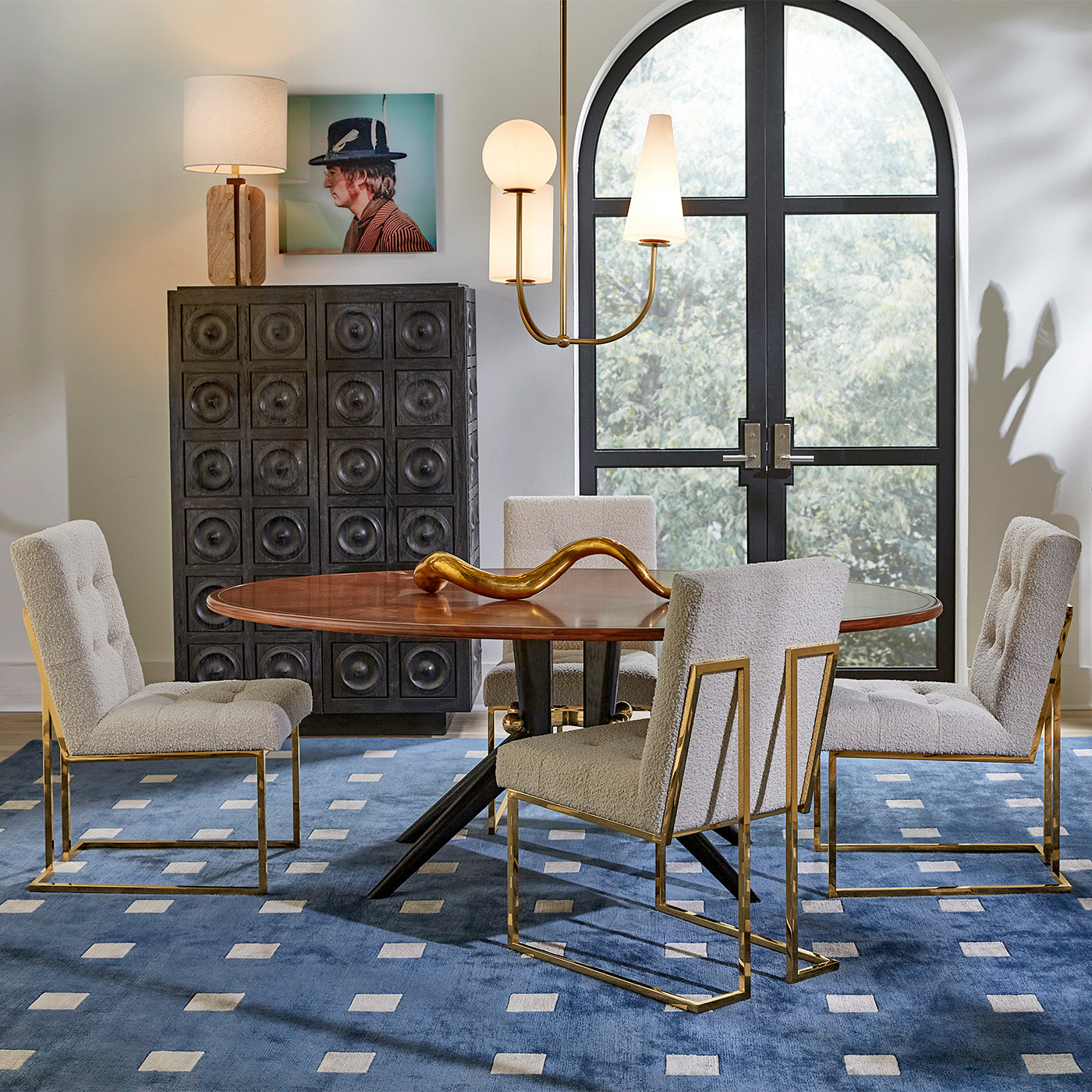 goldfinger dining chairs trocadero dining table - styled view