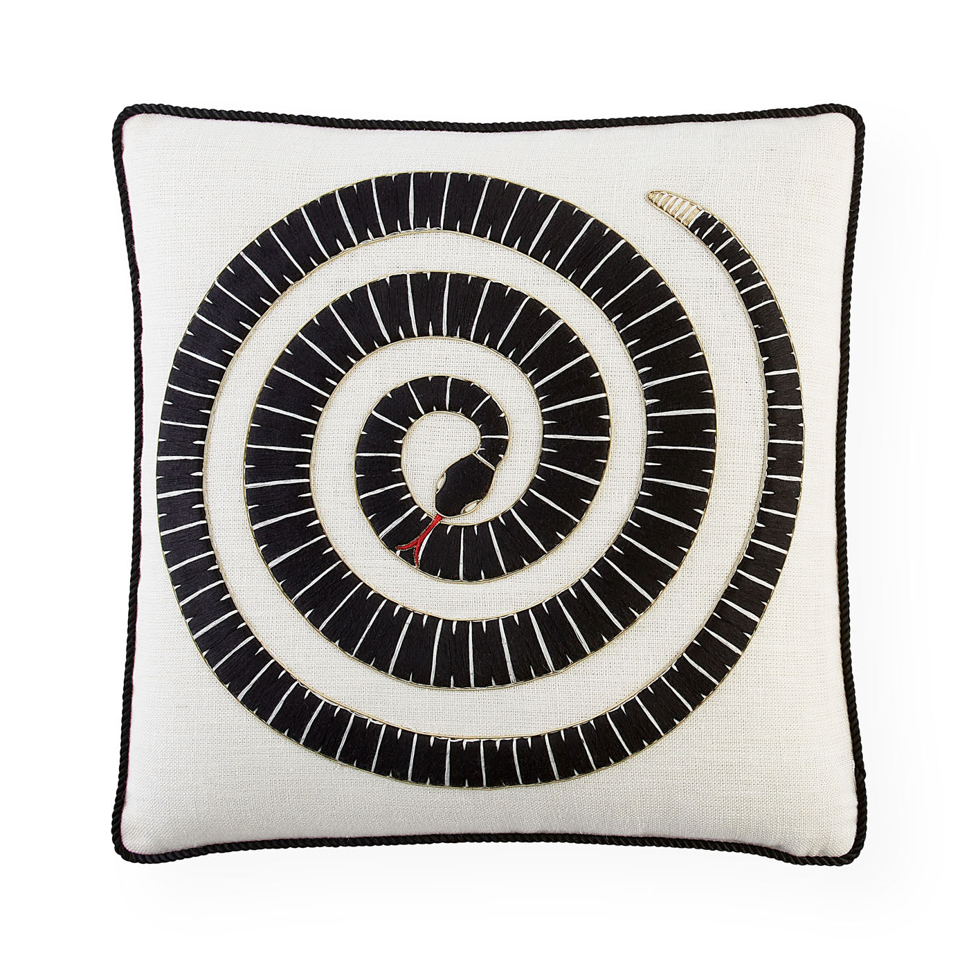 Eden Coiled Snake Pillow - styled view