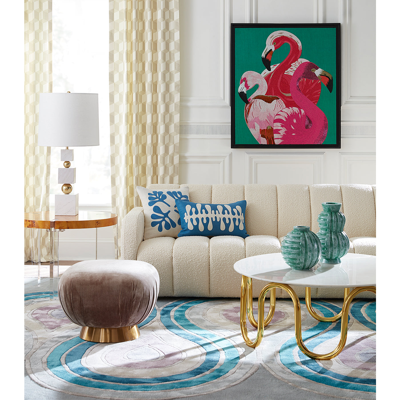 milano hand tufted rug blue purple - styled view 1