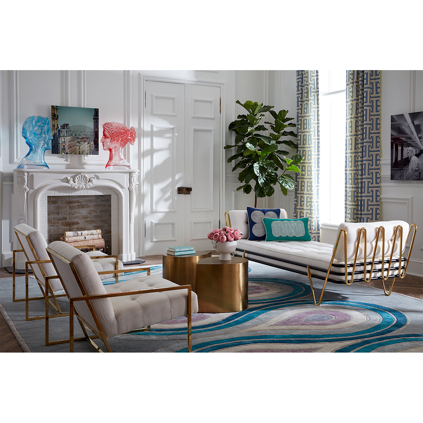 milano hand tufted rug blue purple - styled view 5