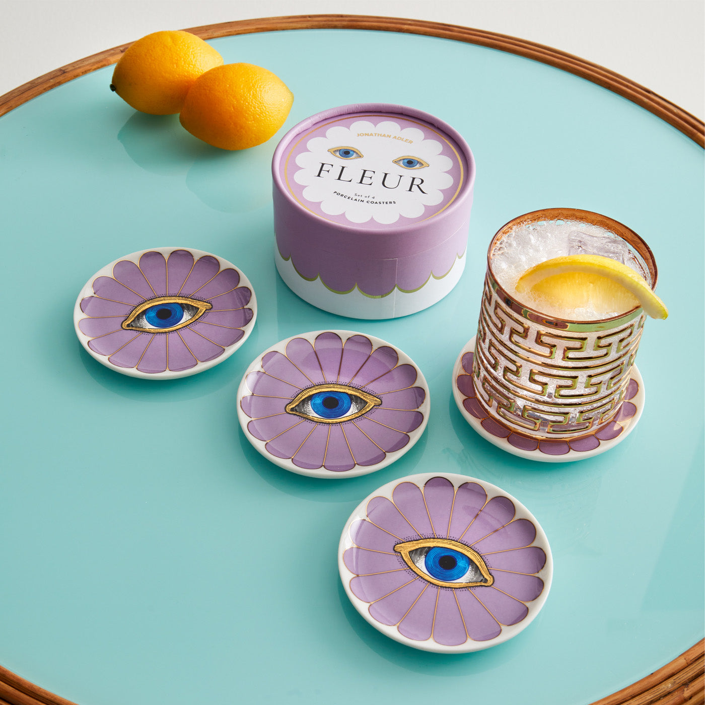 fluer coasters thebes rocks glass - styled view