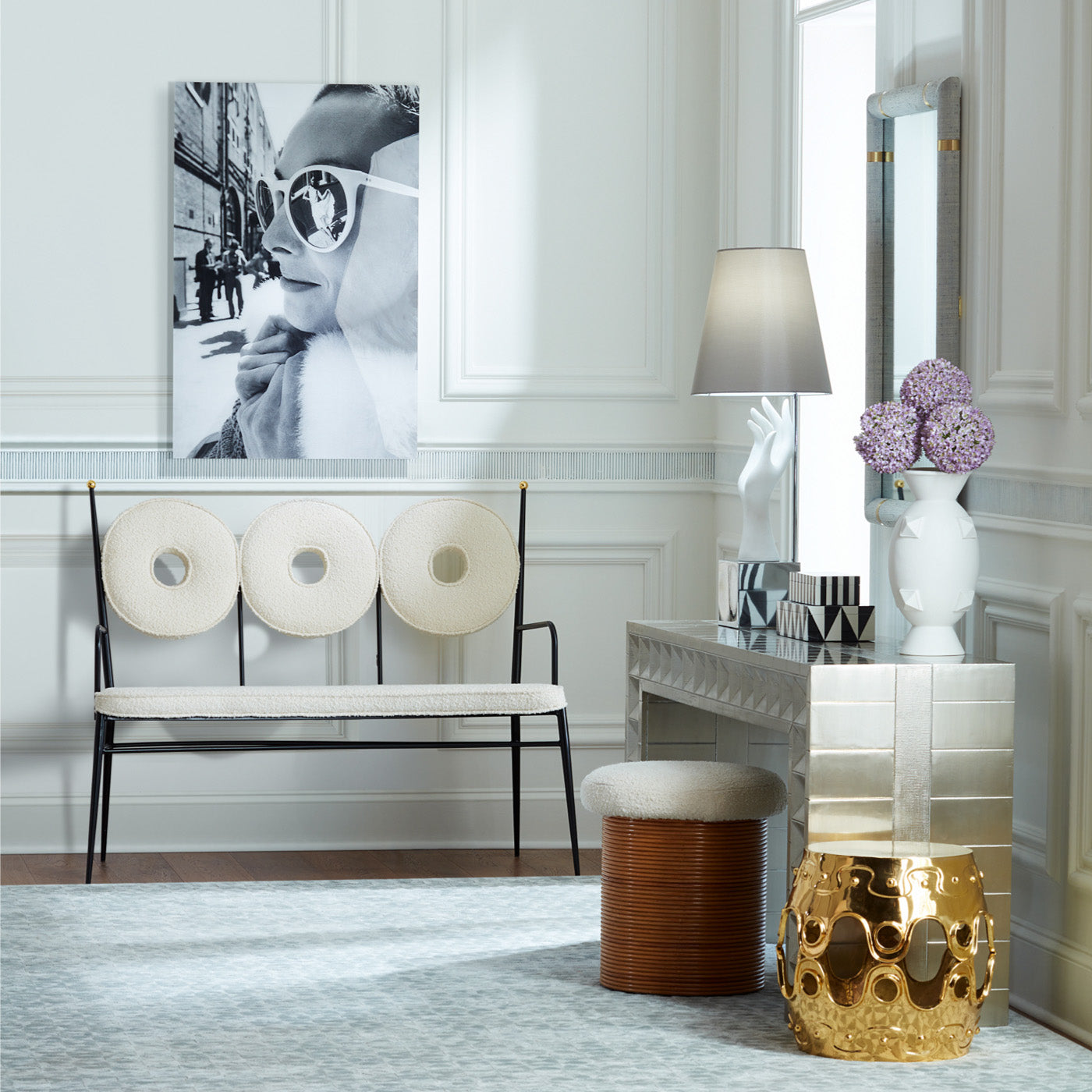 rondo bench talitha waterfall console - styled view