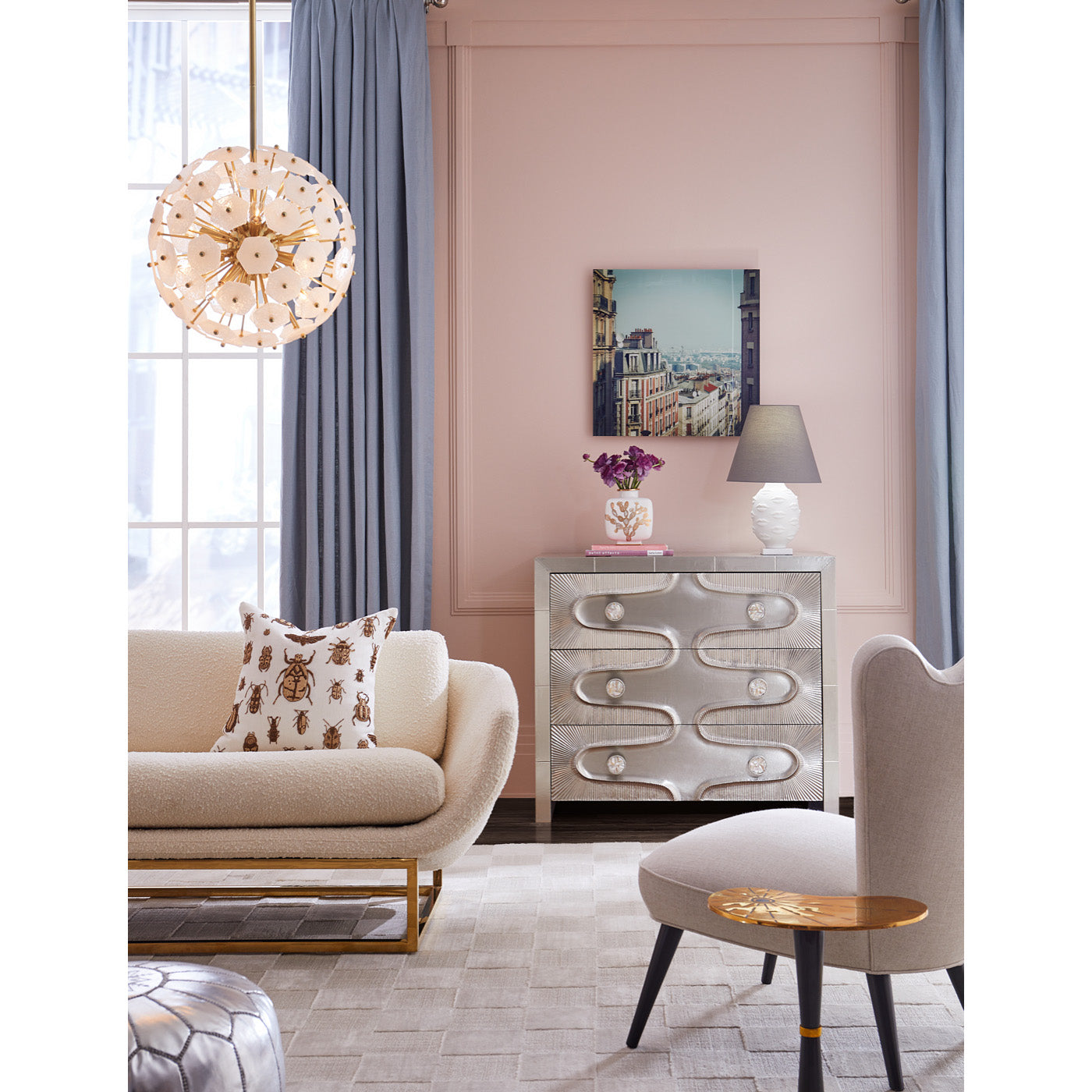paris rooftops getty images photography talitha three drawer chest - styled view