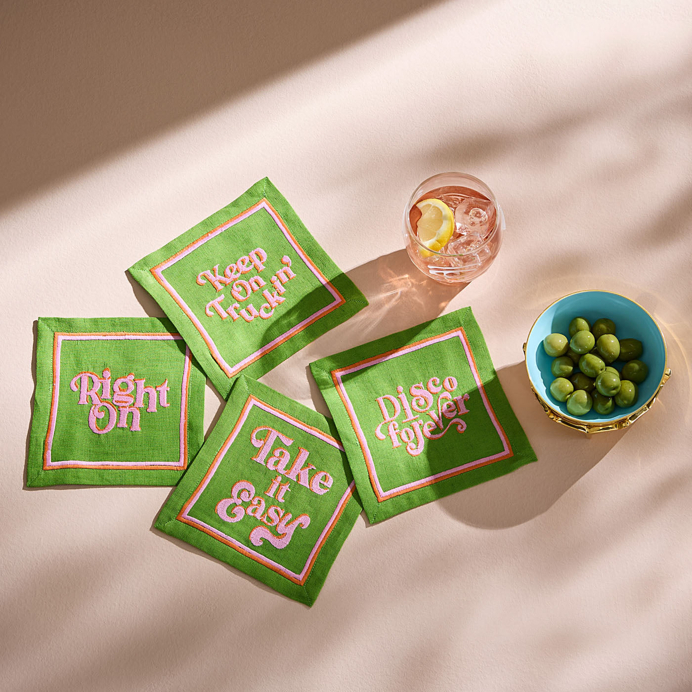 Deep Thoughts Cocktail Napkins - styled view
