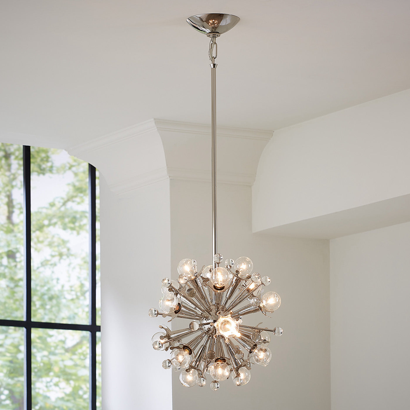 mini sputnik chandelier nickel - styled view
