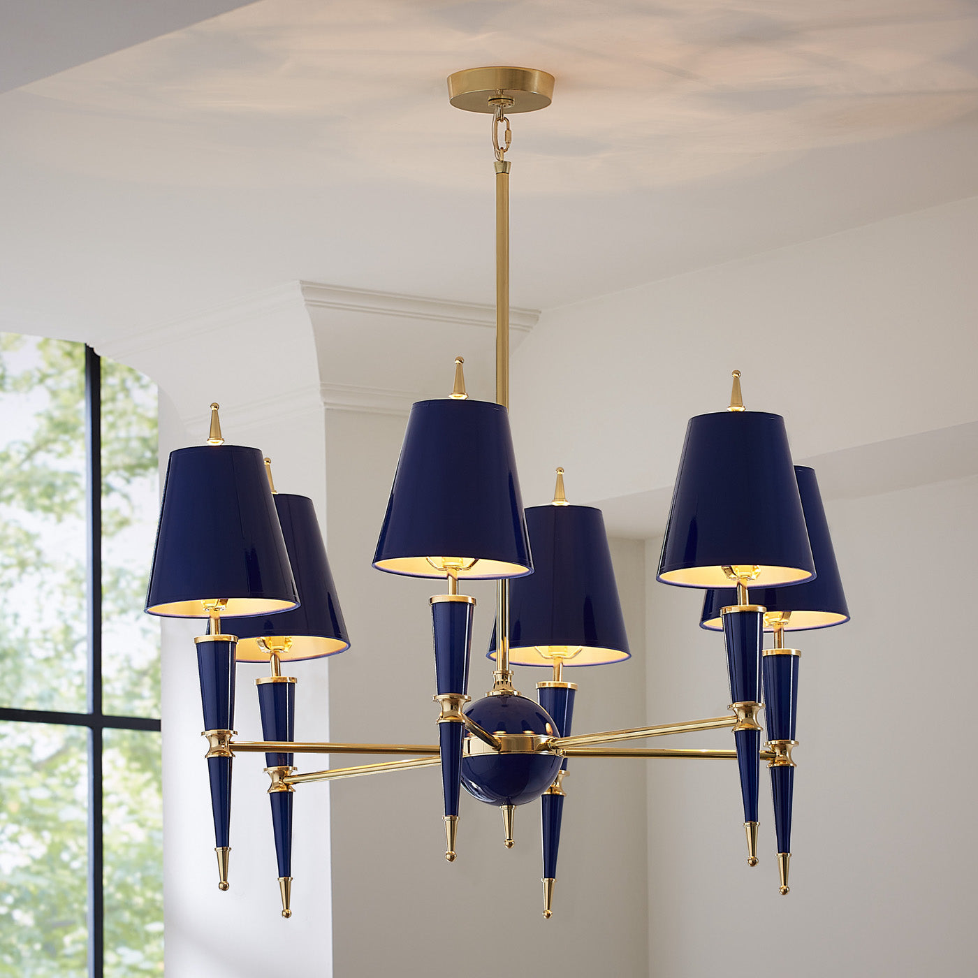 versailles chandelier navy - styled view