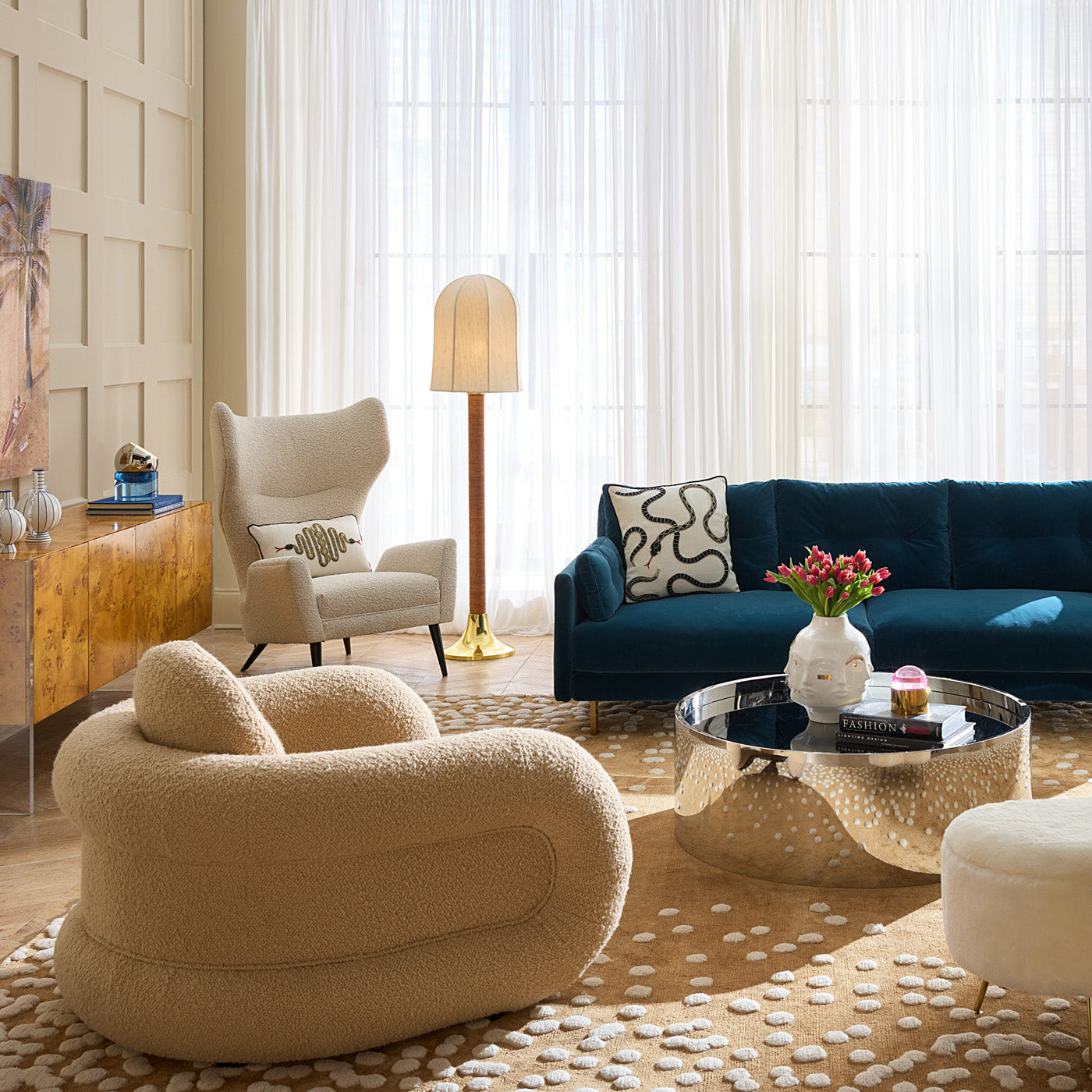 riviera dome floor lamp with pompidou lounge chair