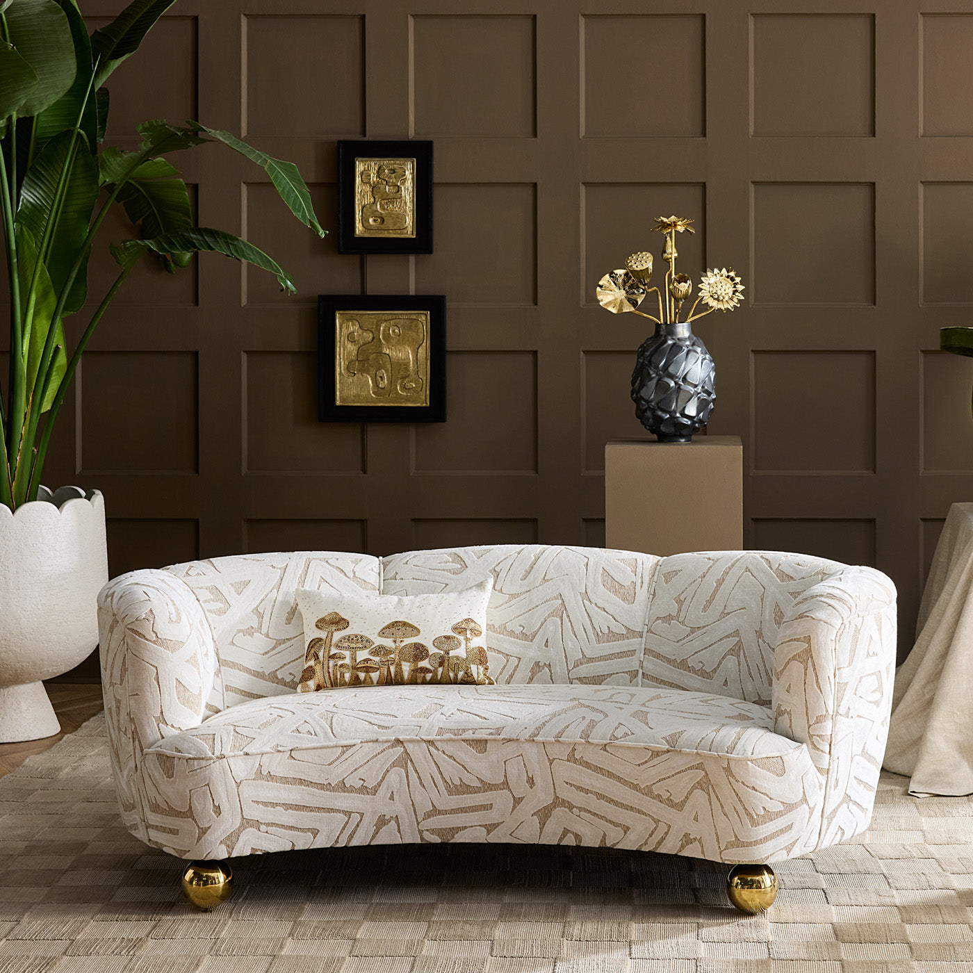 Botanist Mushroom Field Beaded Pillow - styled view