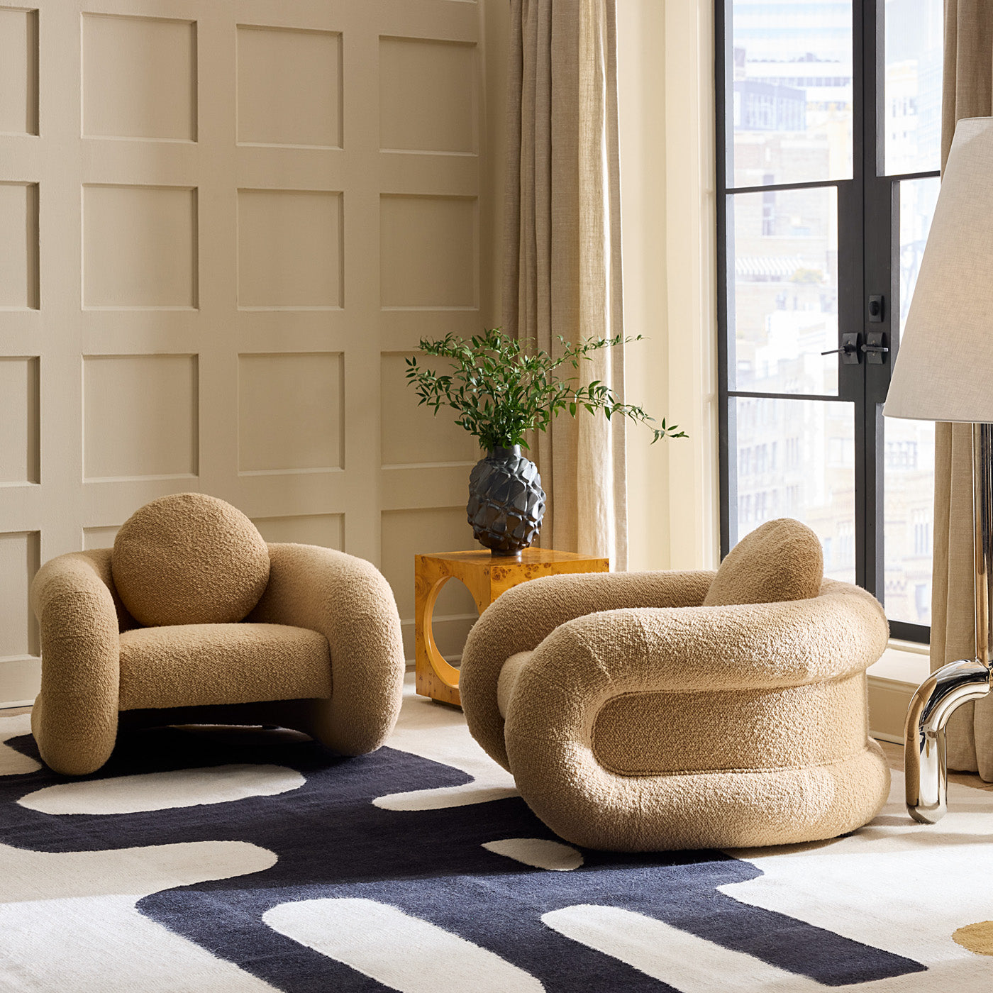 Reform Flatweave Rug with Pompidou Lounge Chair