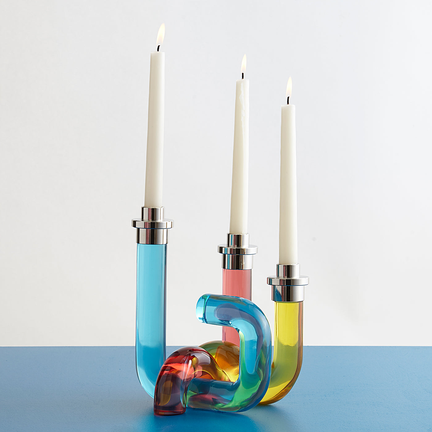 pompidou acrylic candle holder ripple box stacked holiday mantle - styled view 3