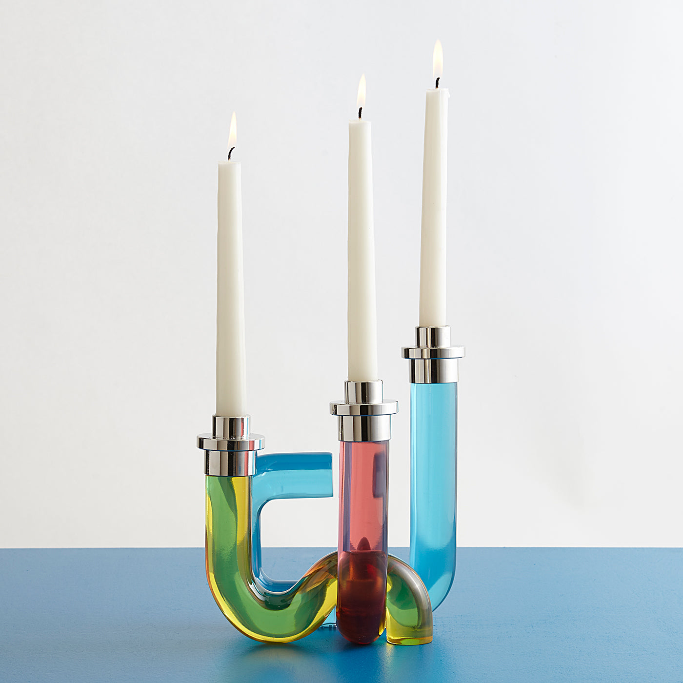 pompidou acrylic candle holder ripple box stacked holiday mantle - styled view 4