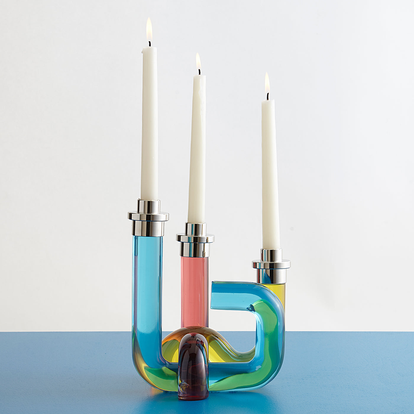 pompidou acrylic candle holder multicolor - angle view