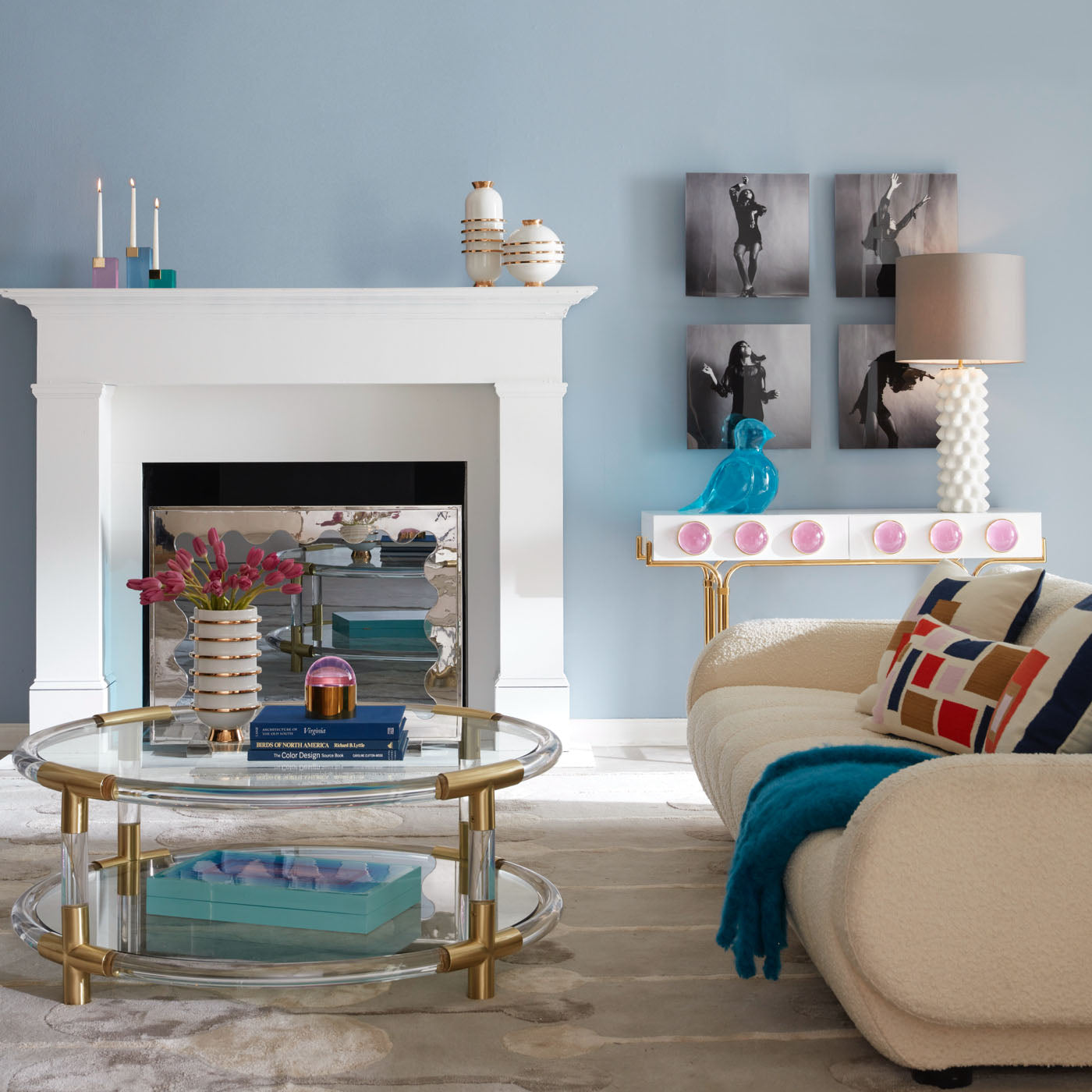 limited edition globo console acrylic pink - side view