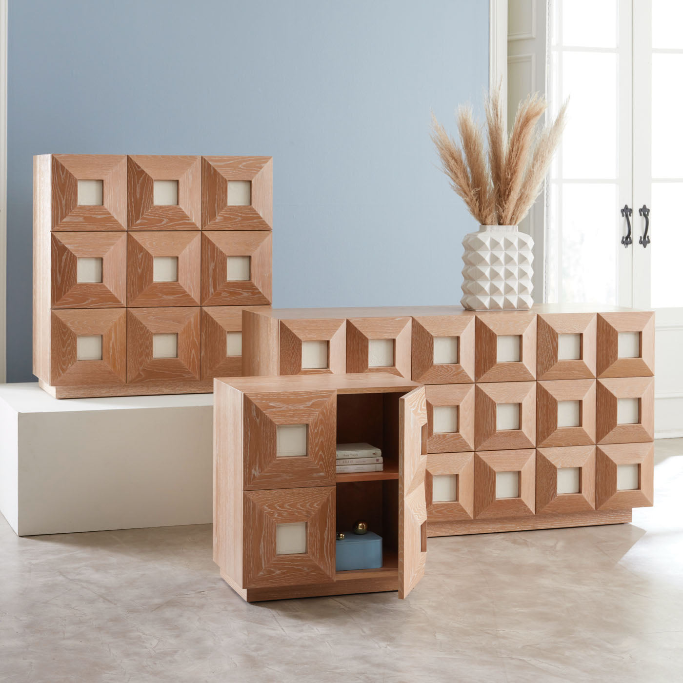 charade studded vase porcelain white - angle view