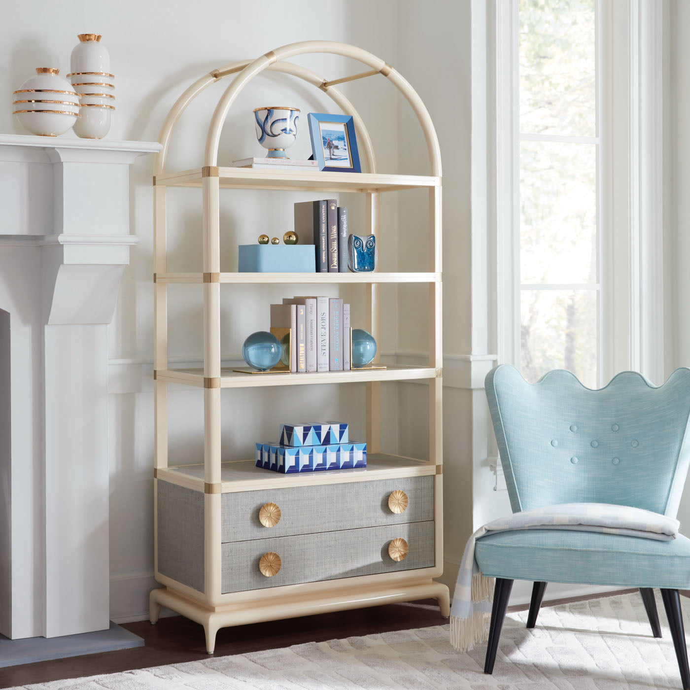 globo bookends channing desk vera dining chair - styled view