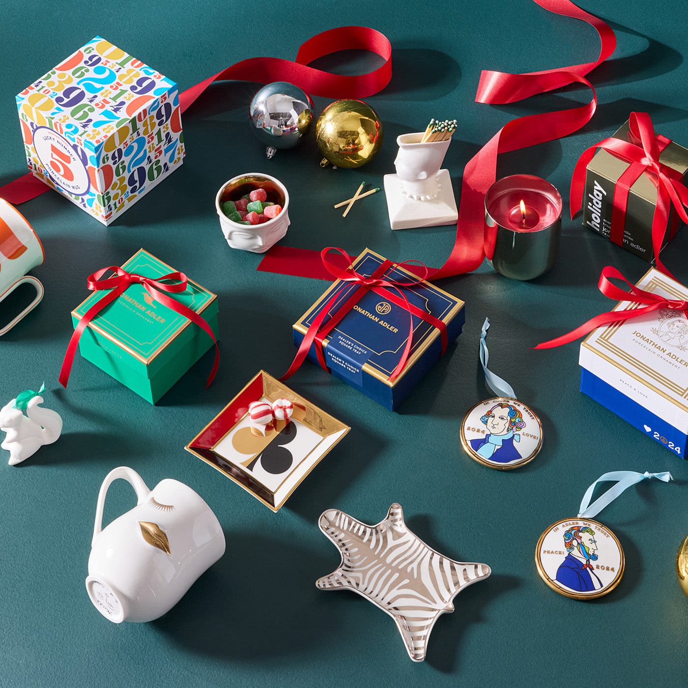 gifts under $50 collection blue background - styled view