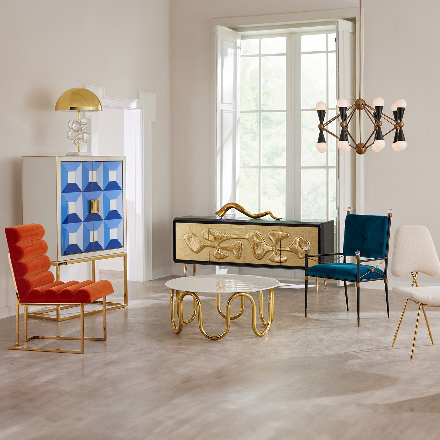 reform credenza brass ebonized cerused oak wood - detail view 2