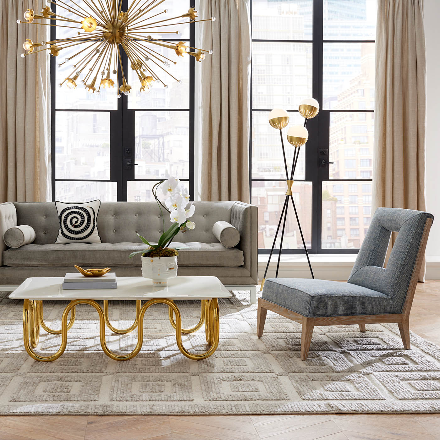 caracas tripod floor lamp brass fram black metal