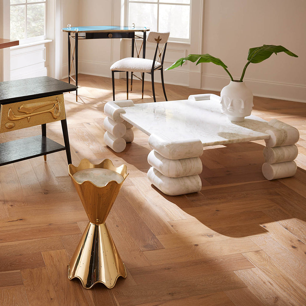 ノットアンティークス　MARBLE COFFEE TABLE Harper & Bright Designs Modern 47.2 in. White Oval Sintered
