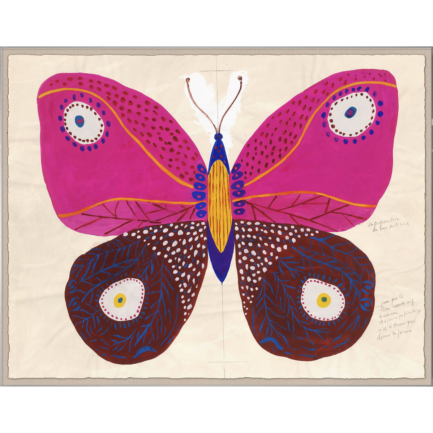 Paule Marrot Pink Butterfly with Sunset Sectional