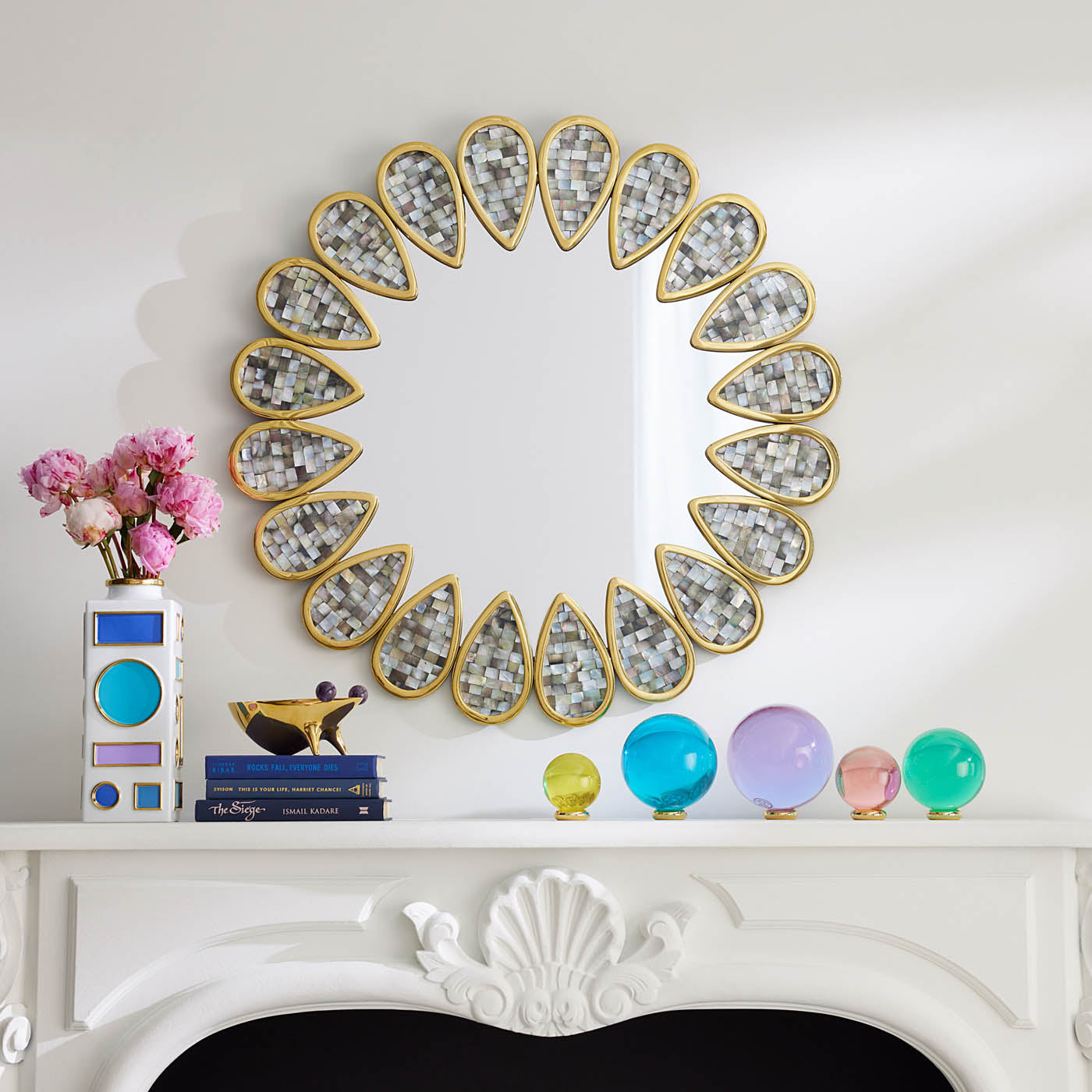 Brass Frog Bowl with mirror - styled view