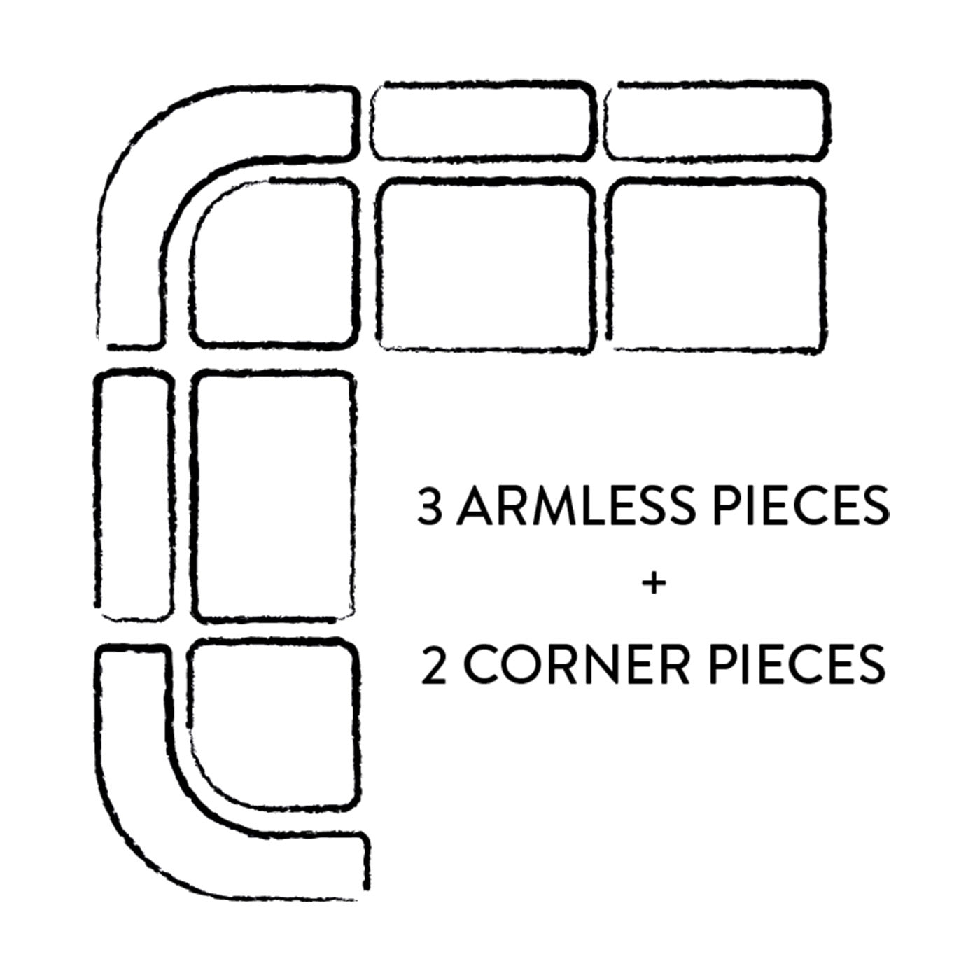 Pompidou Modular Sectional 3 Armless Piece - Illustration Option 7