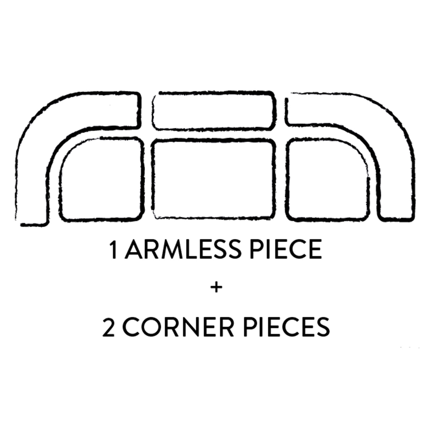 Pompidou Modular Sectional 3 Armless Piece - Illustration Option 4