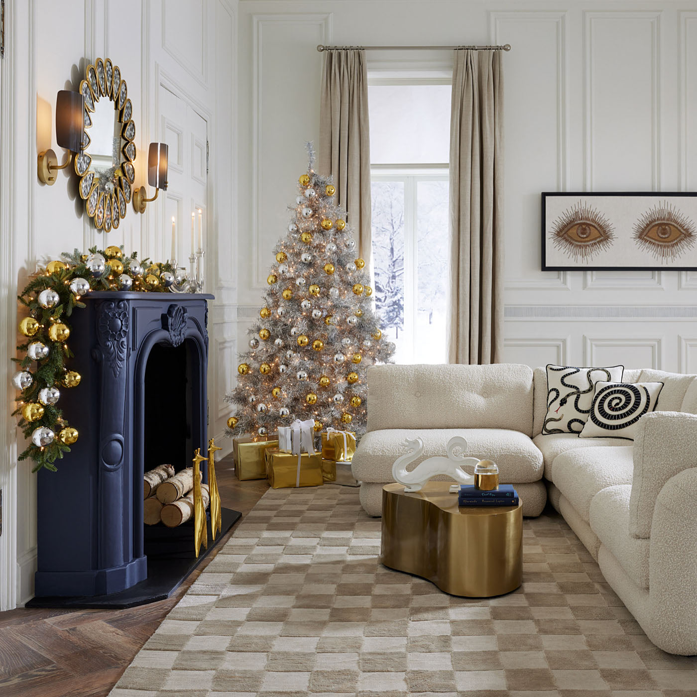 brass giraffe andirons gold - styled view 2