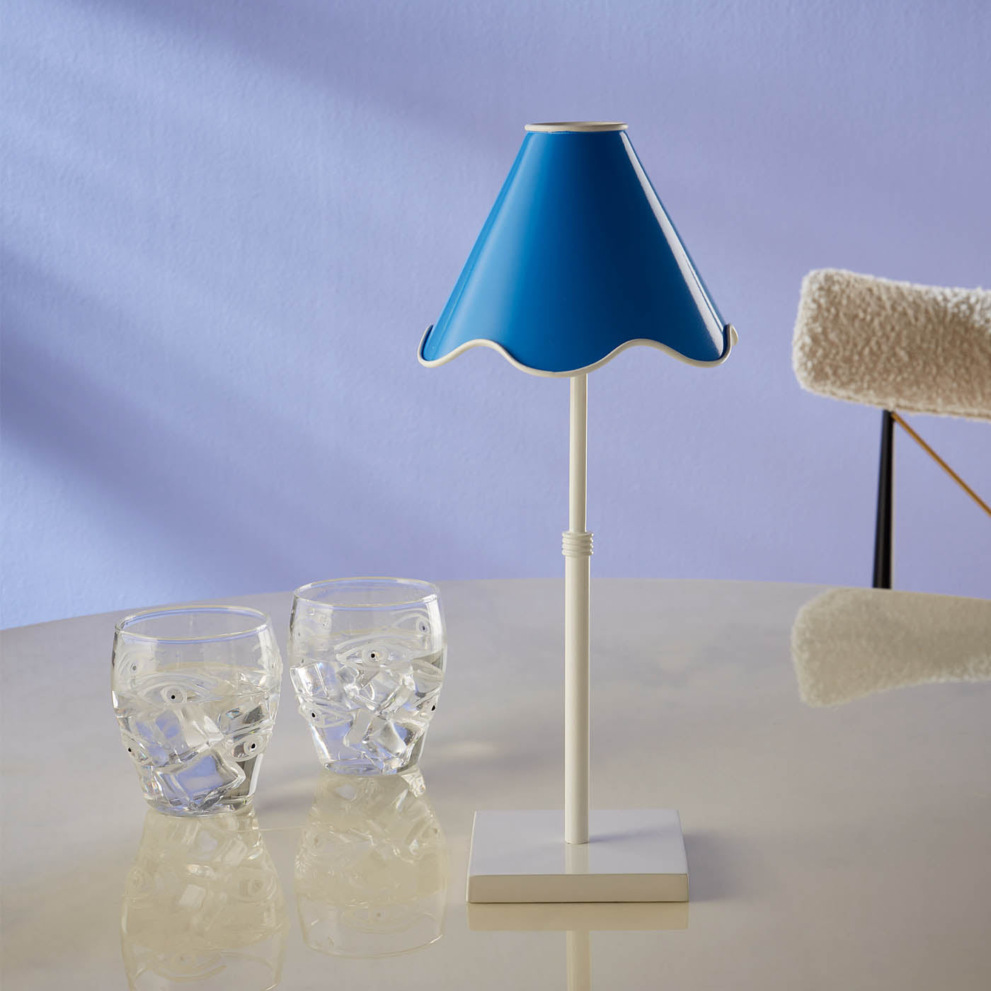 Ripple Rechargable LED Table Lamp Blue White - styled view