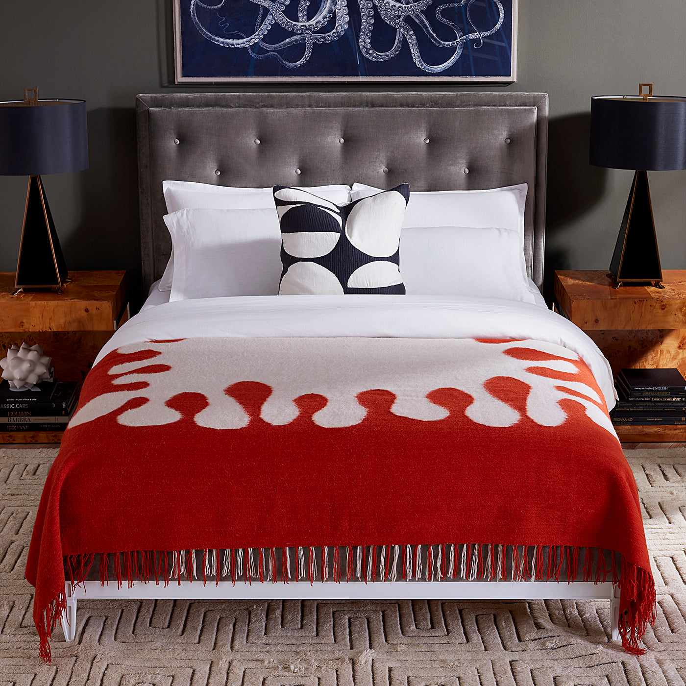 brushed alpaca amoeba coverlet lampert bed - styled view