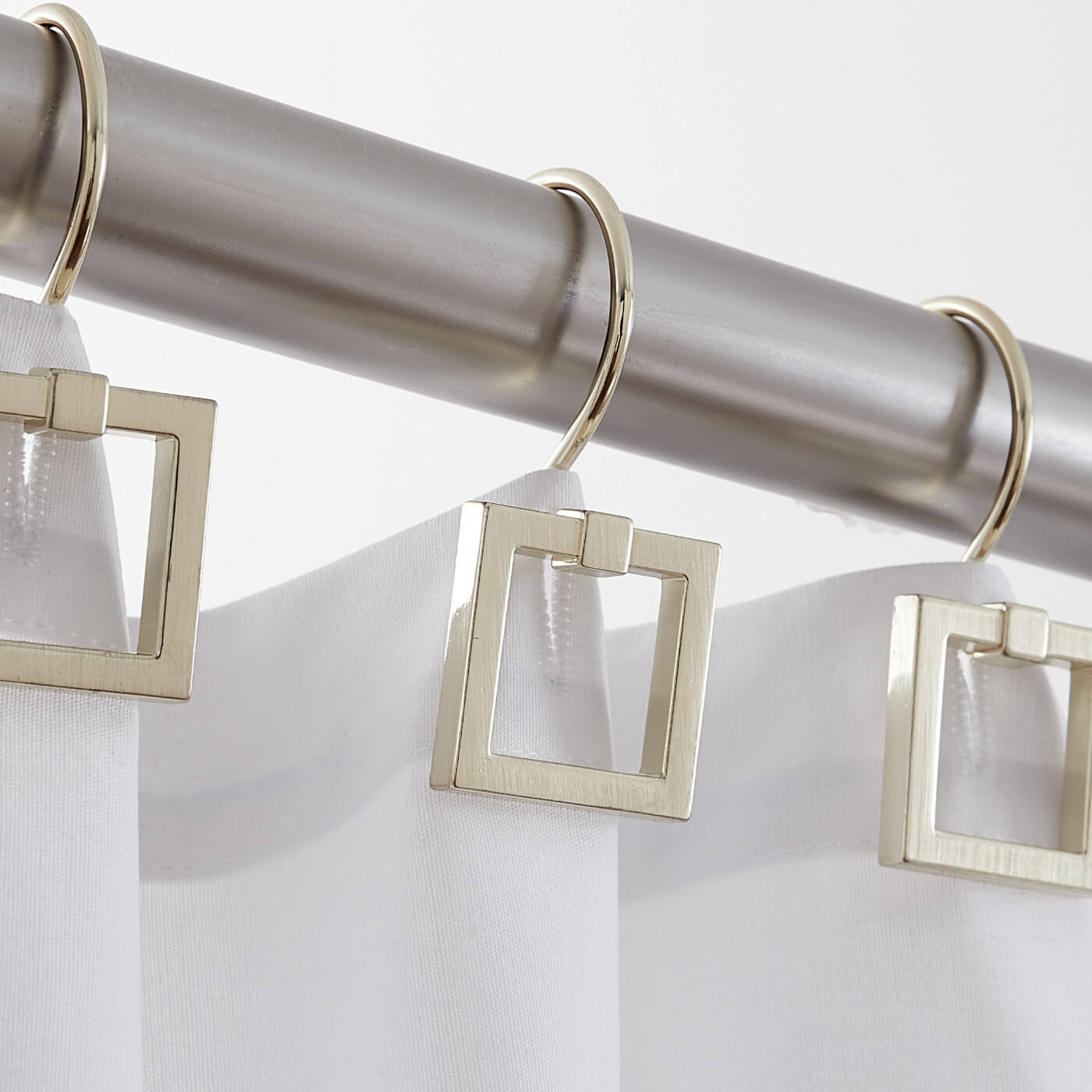 square door knocker shower hooks matte brass - styled view