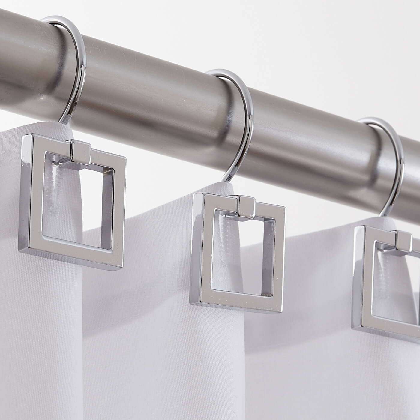 square door knocker shower hooks polished nickel - styled view