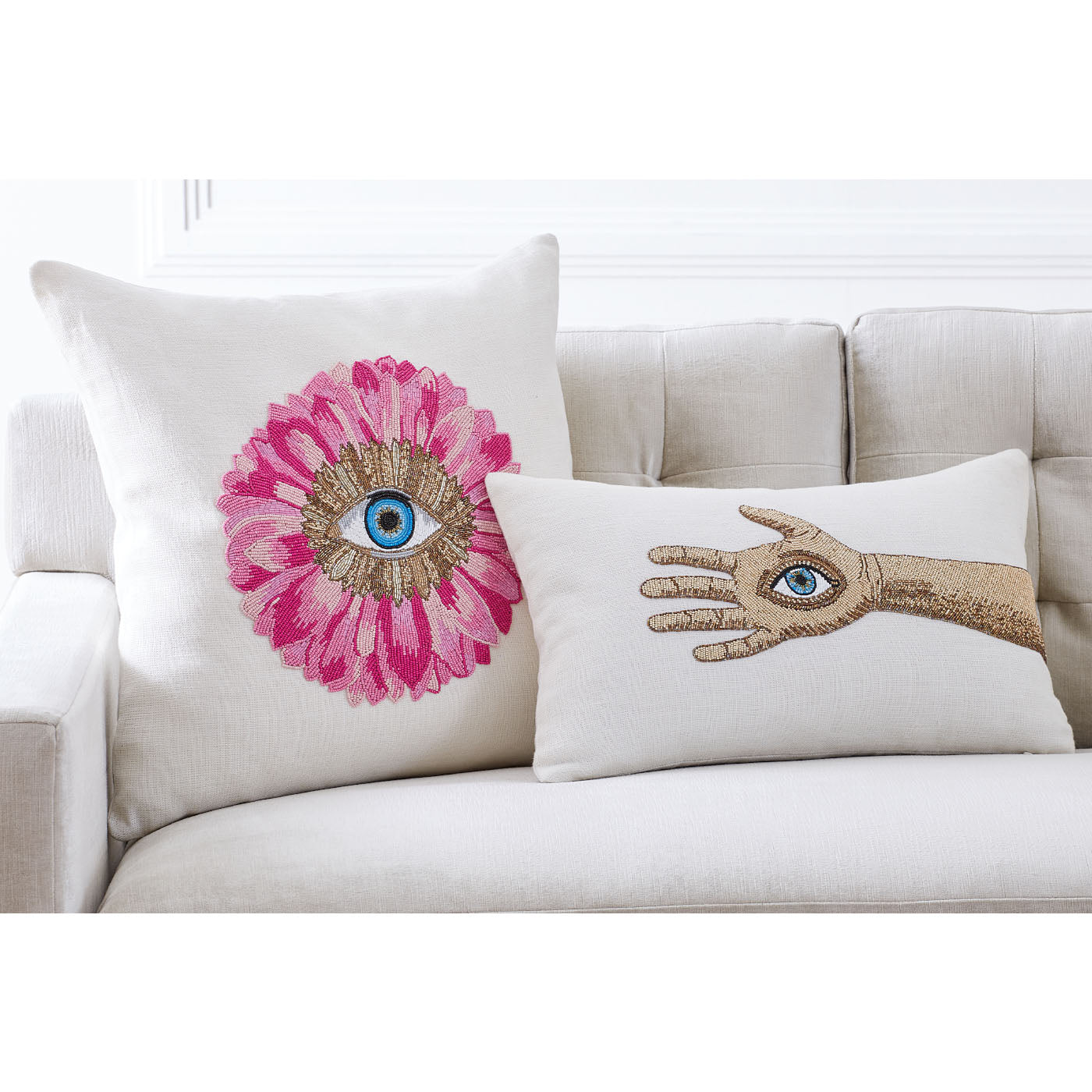 petal beaded pillow palmistry beaded pillow - styled view