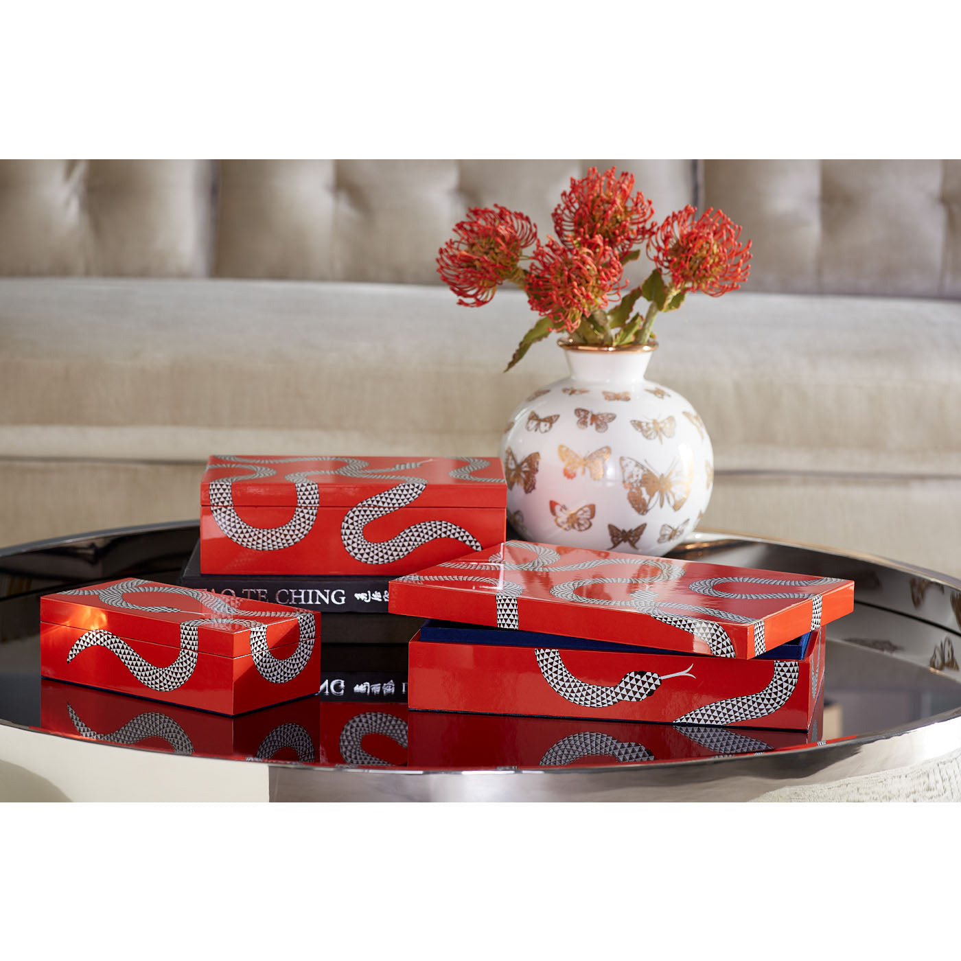 eden lacquer box medium snake orange - front view