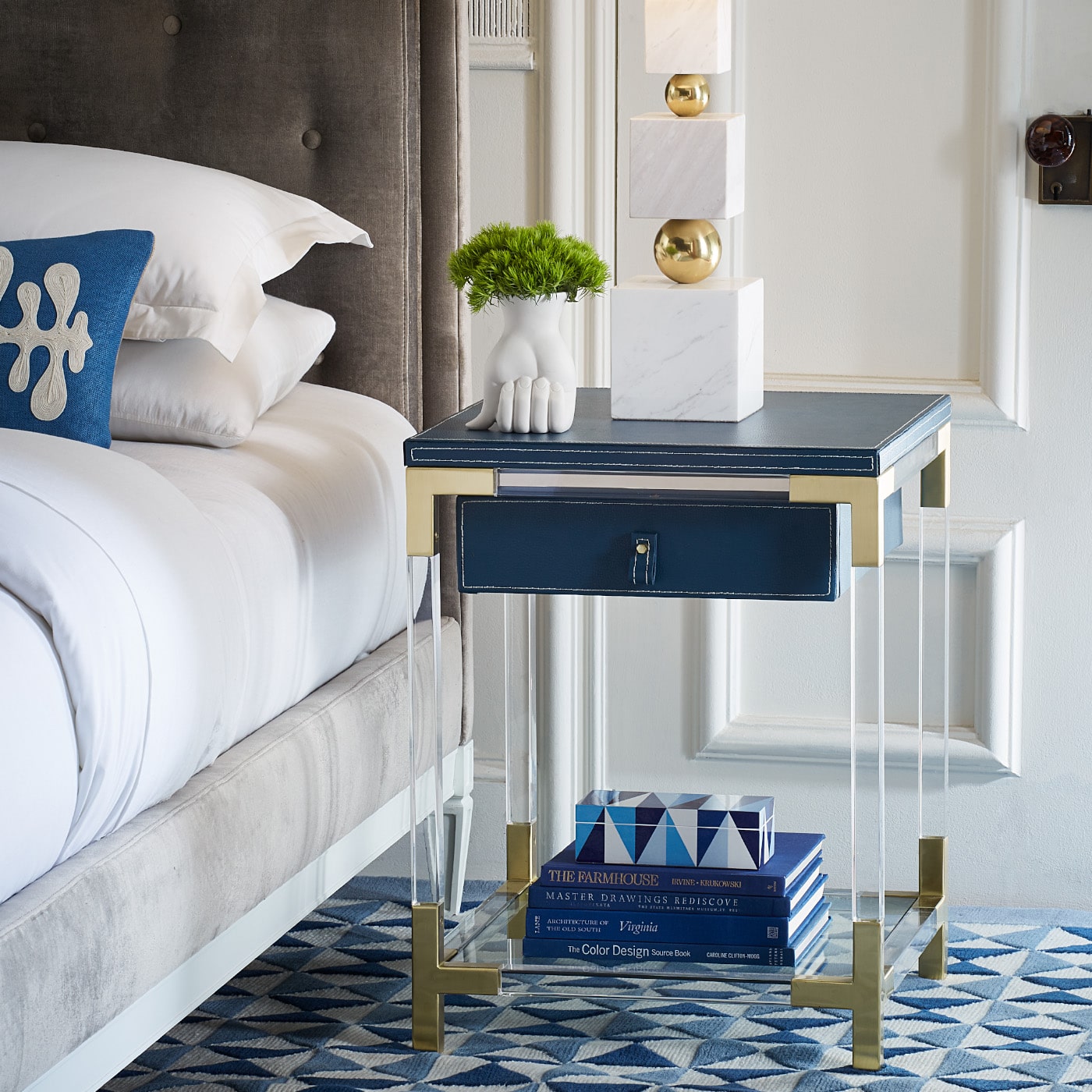 marcel vase jacques bedside table - styled view