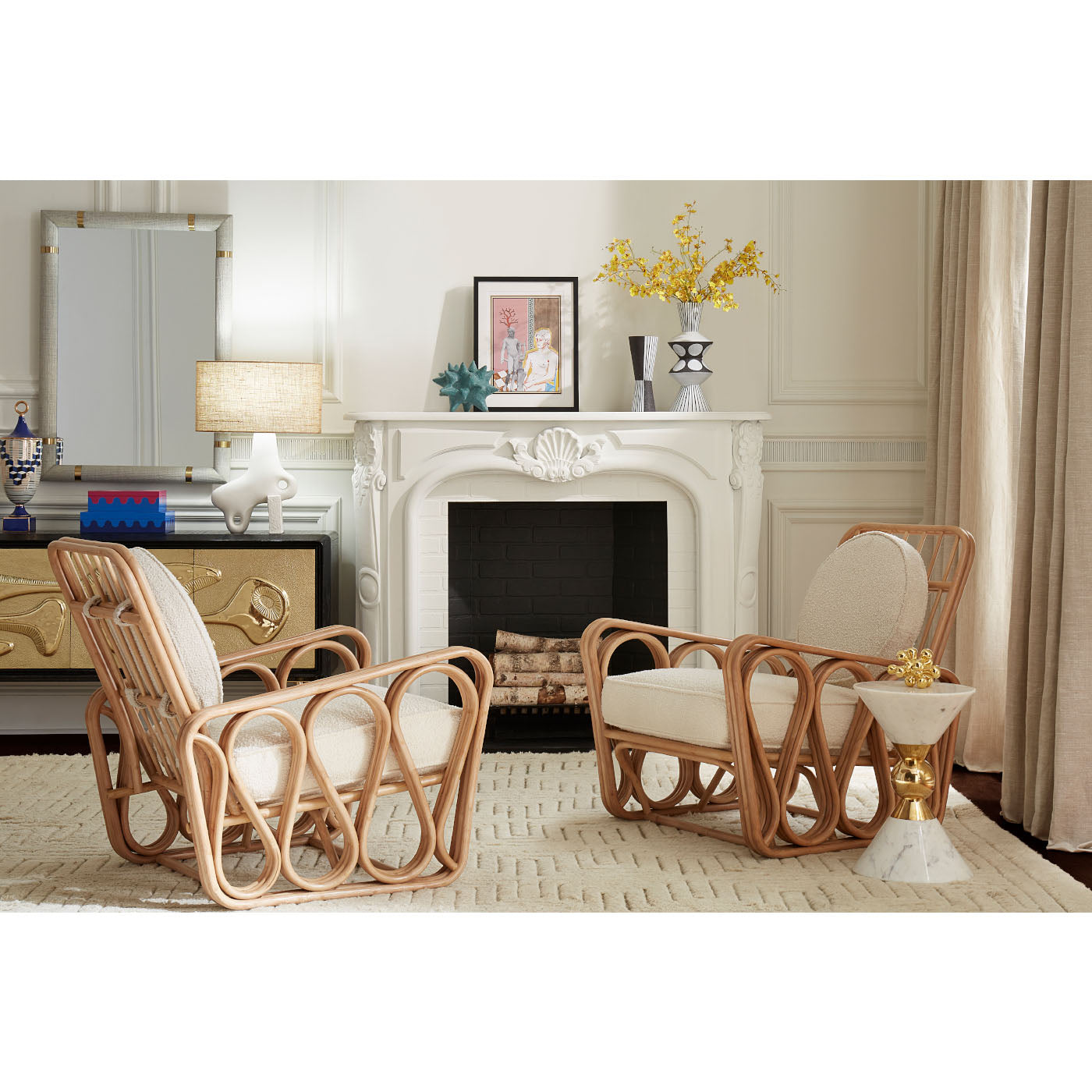 canaan accent table riviera lounge chairs - styled view