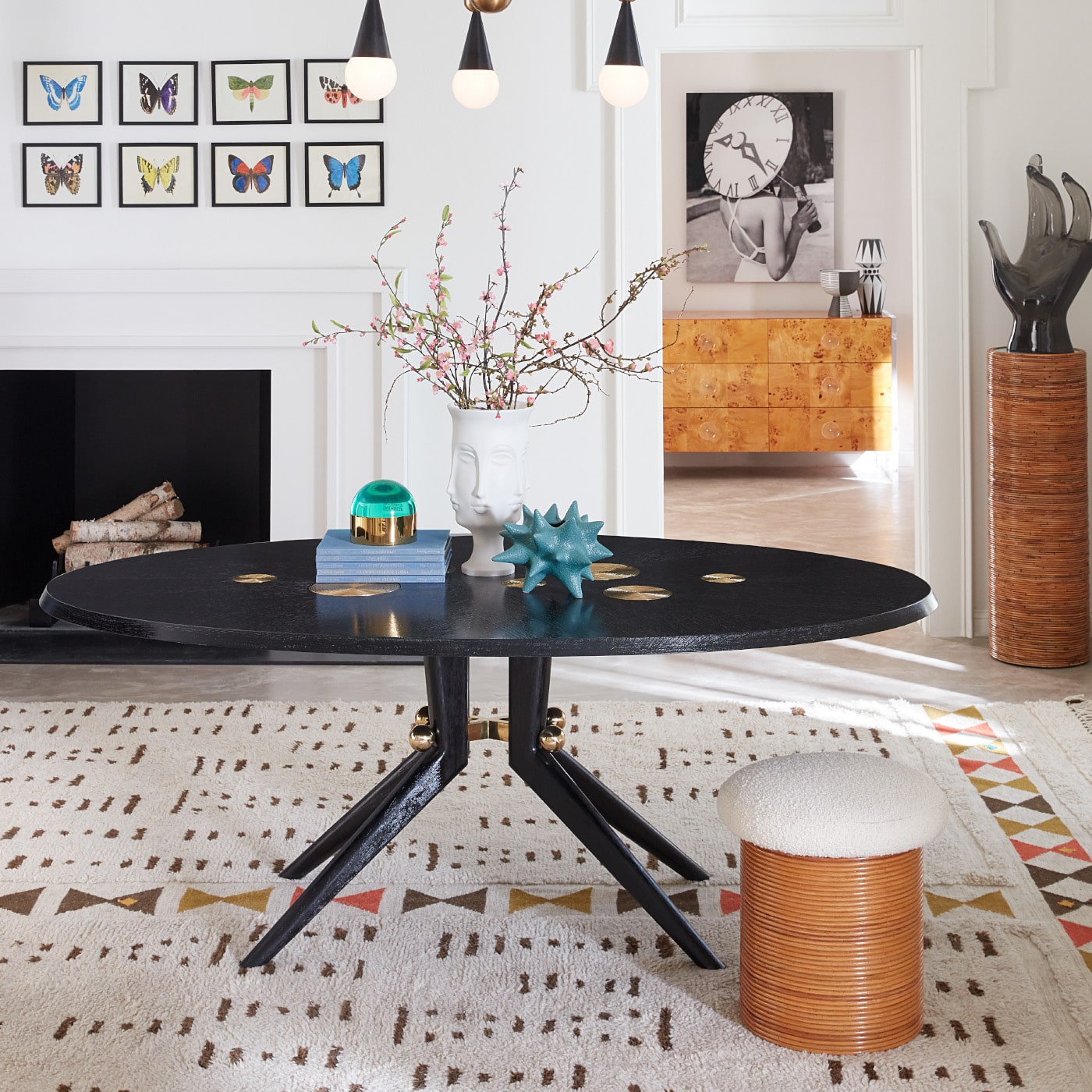 dora maar urn with branches trocadero dining table - styled view