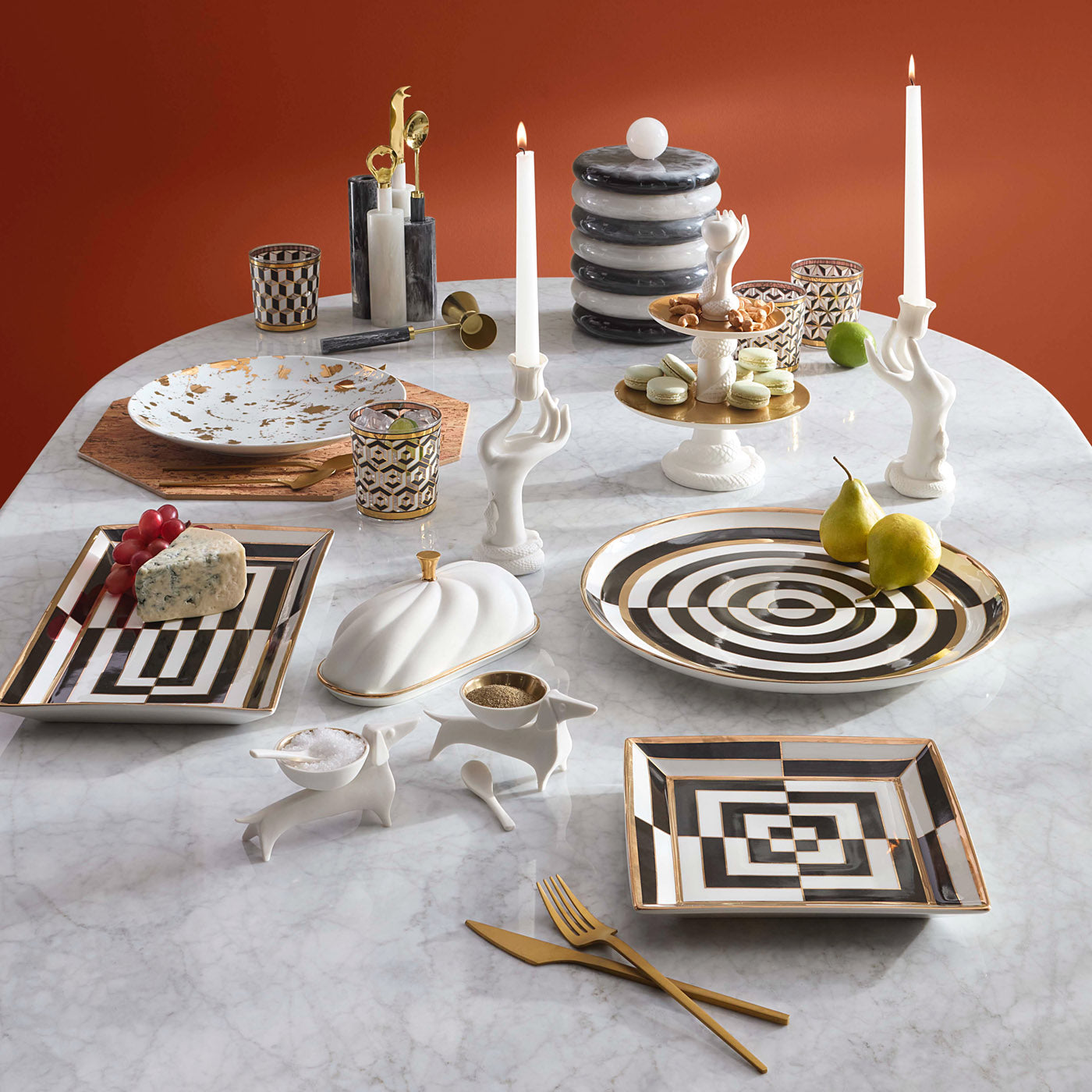 Dachshund Salt & Pepper Cellars on table