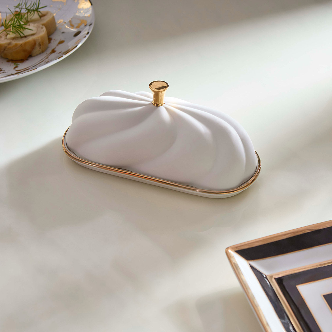 Geneva Butter Dish closed - styled view