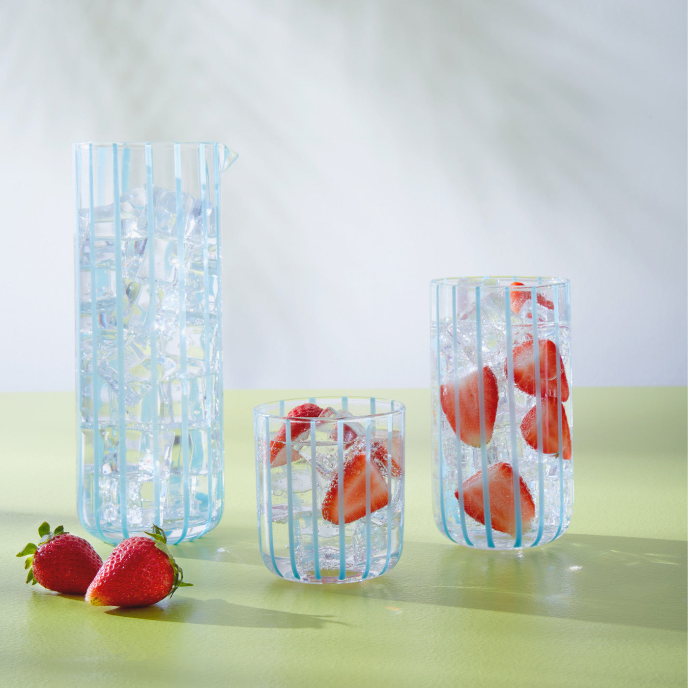 cabana glassware with strawberries and ice - styled view