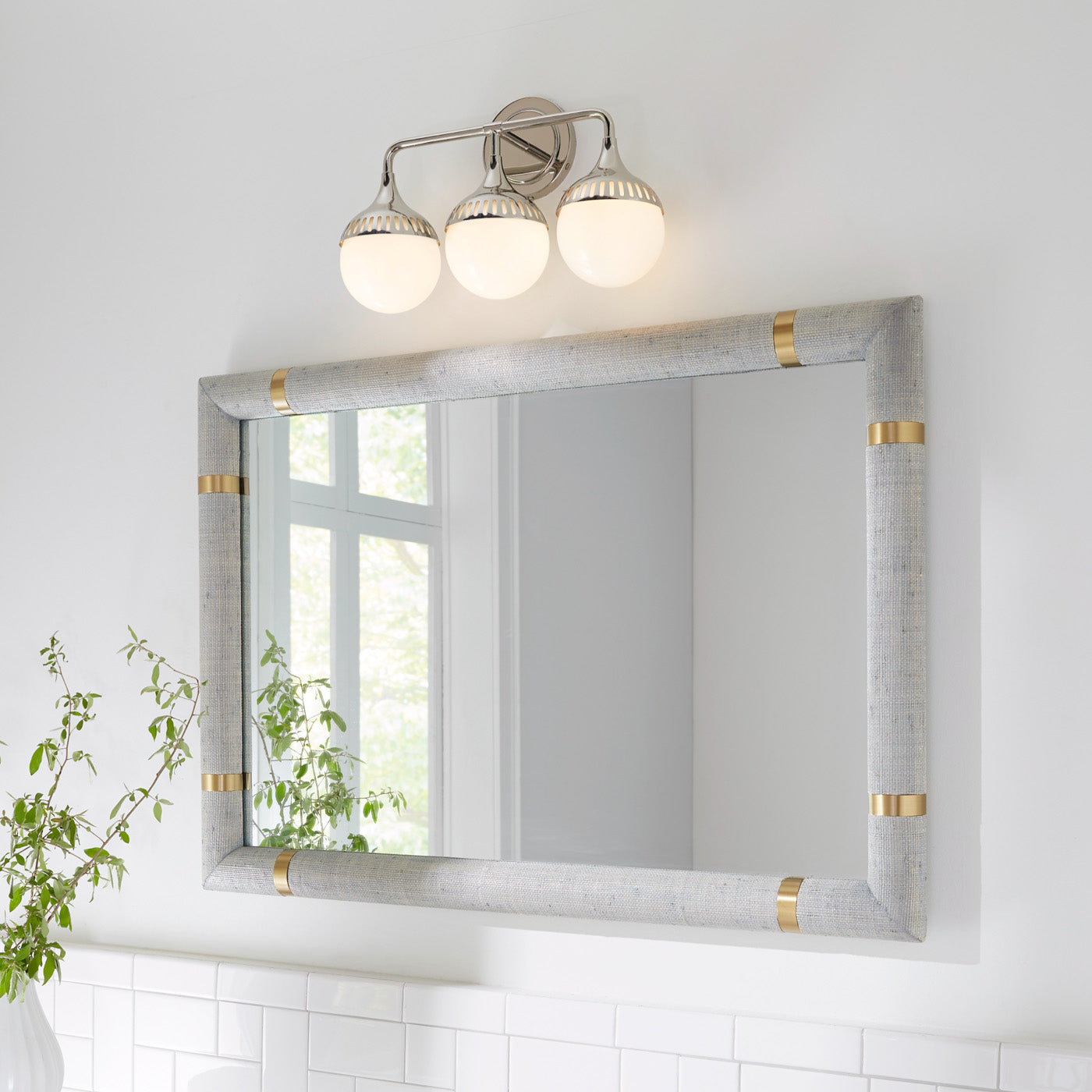 rio three light sconce nickel siam mirror - styled view
