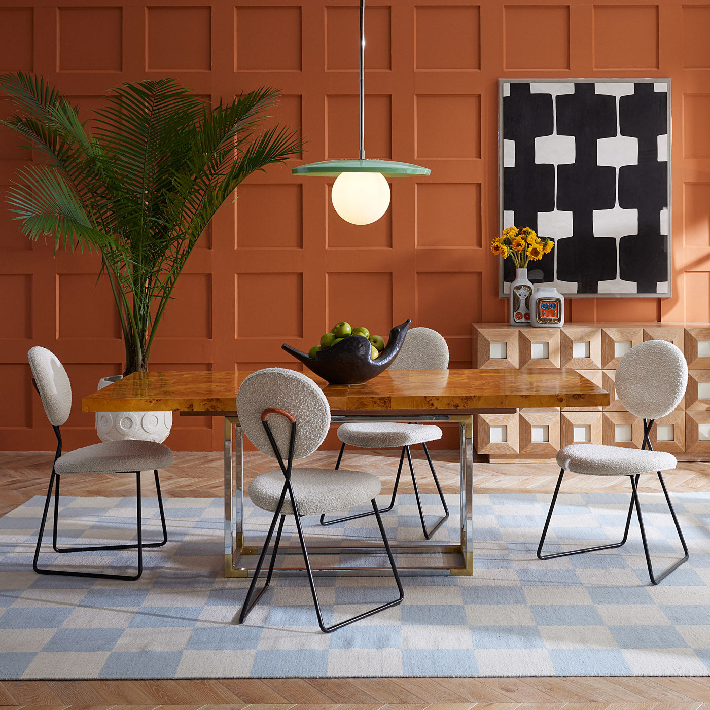 bond dining table with caprice dining table - styled view