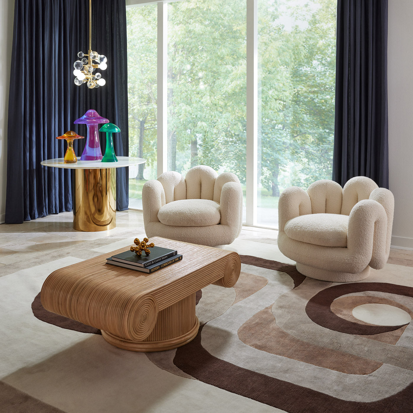 Serpentine Swivel Chair Olympus Snow with Madrid Rug
